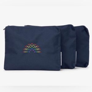 Calpak x The Home Edit 3 Zippered Pouch Set Navy Rainbow New